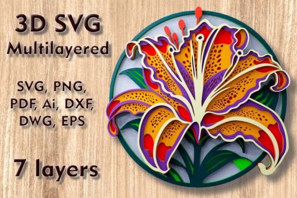 Download Lily 3d SVG Multilayer Cutting Files - 3d svg Collection