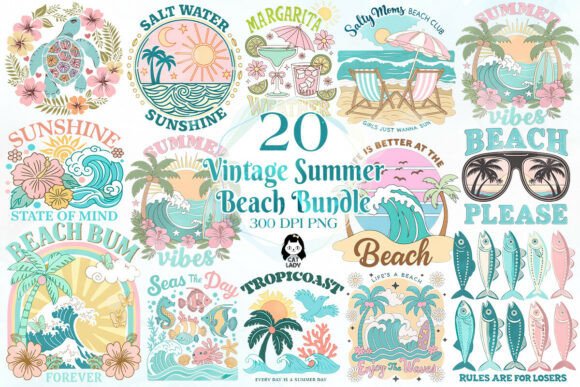 Download Vintage Summer Beach Flowers Bundle - Beach Collection