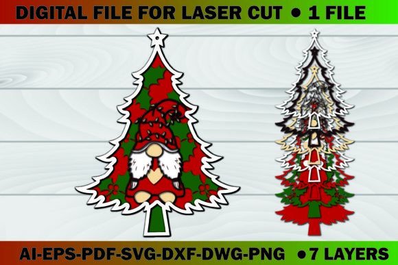 Download Christmas Tree Gnome Paper Cut 3d SVG - 3d svg Collection