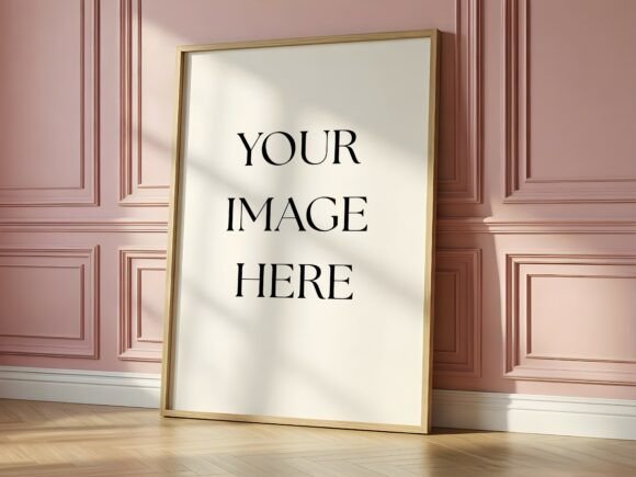 Download Pink Wall Panel Frame Mockup - Oak - Premium Resources