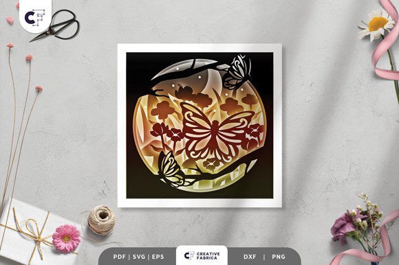 Download Butterfly in Spring Flower Garden 3D SVG - Premium Resources