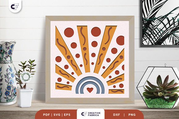 Download Boho Rainbow Sun 3D Light Box SVG - Premium Resources