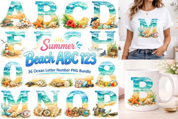 Download Summer Beach Alphabet Letters PNG Bundle - Beach Collection
