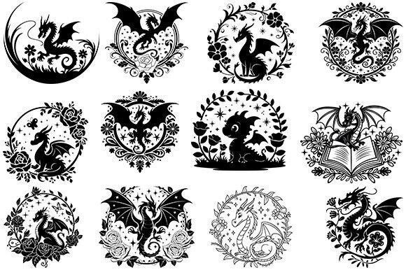 Download Floral Dragon Svg,Dragon Bundle - Dragon svg Collection