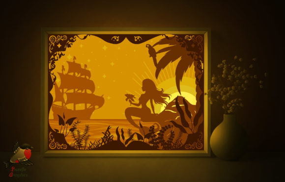 Download Sunset Mermaid Beach Light Box Template - Beach Collection