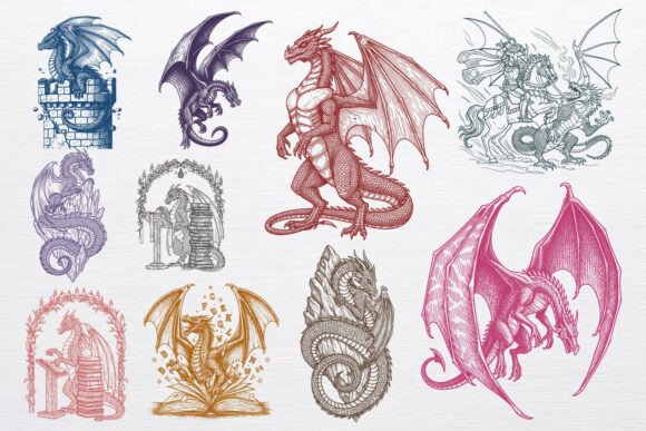 Download Engraved Fantasy Dragon SVG Pack,Dragon, - Premium Resources
