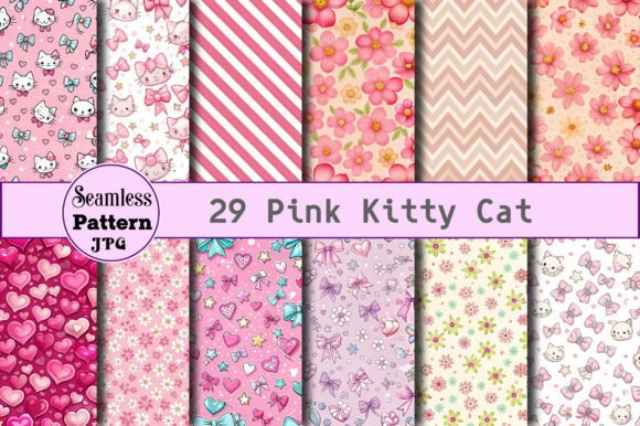 Download Pink Kitty Cat Digital Paper - Kitty Collection