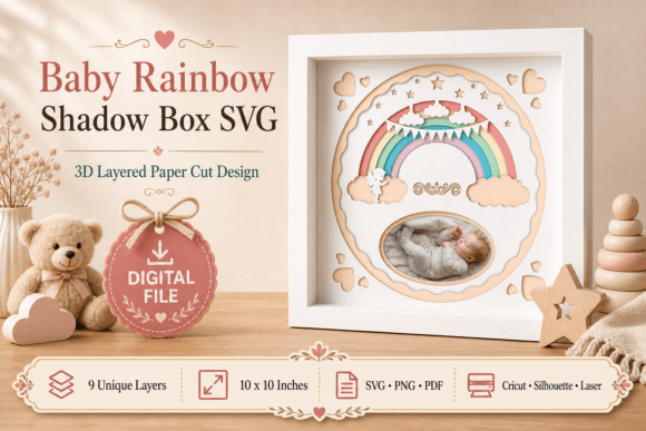 Download 3d Layered Baby Rainbow Shadow Box Frame - Shadow box frame Collection