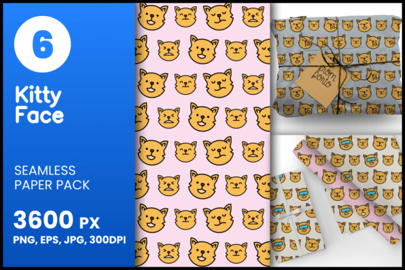 Download Kitty Face Seamless Patterns - Kitty Collection