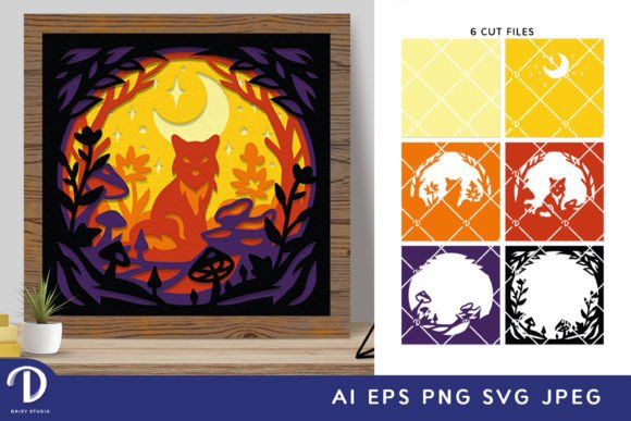 Download Fox in Enchanted Forest 3D Shadow Box - Premium Resources