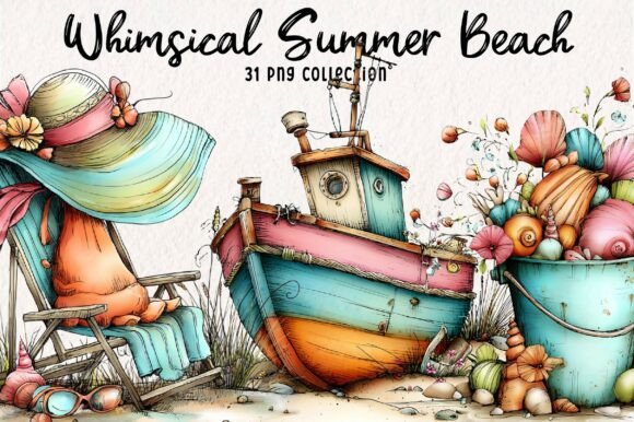 Download Whimsical Summer Beach Clipart PNG - Beach Collection