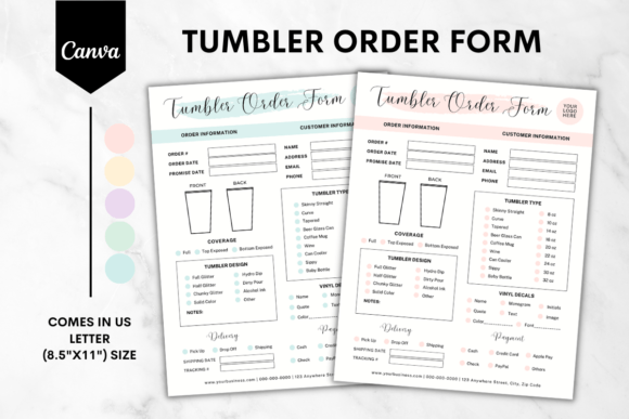 Download Custom Tumbler Order Form Template 1 - Form Collection